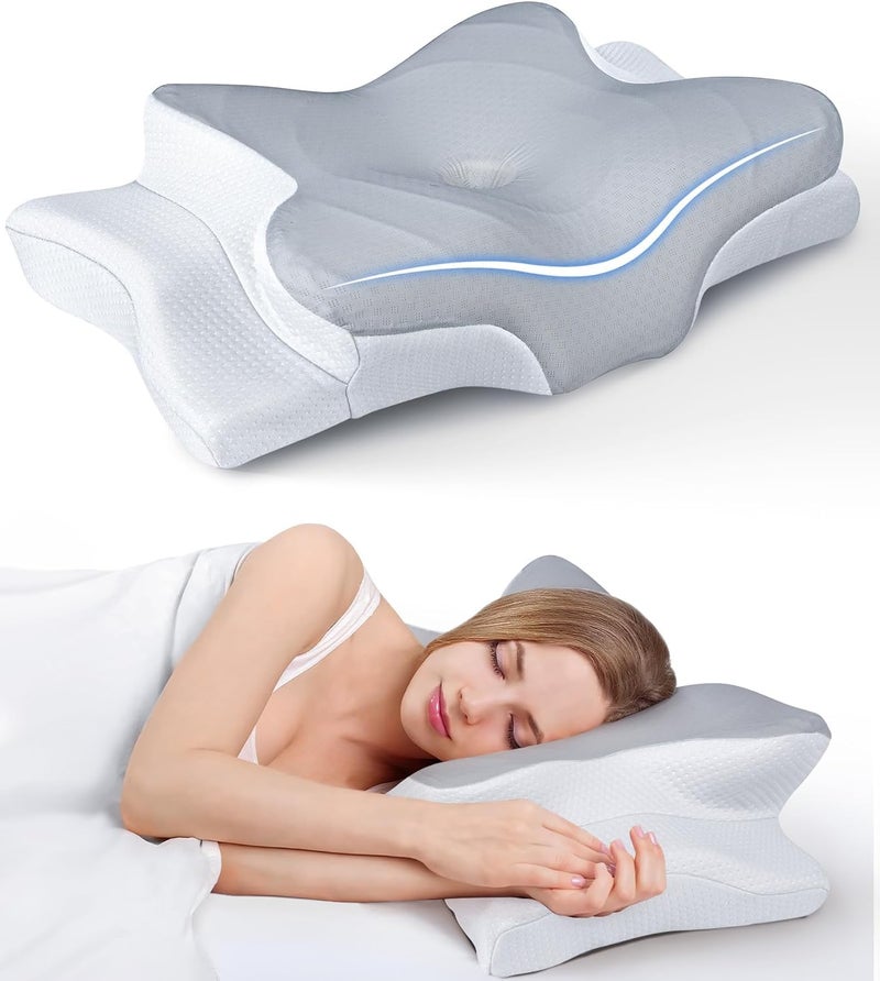 Cozyplayer Ultra Pain Relief Cooling Pillow for Neck Support, Adjustable Cervical Pillow Cozy Sleeping, Odorless Ergonomic Contour Memory Foam Pillows, Orthopedic Bed Pillow for Side Back Stomach Sleeper - Image 1